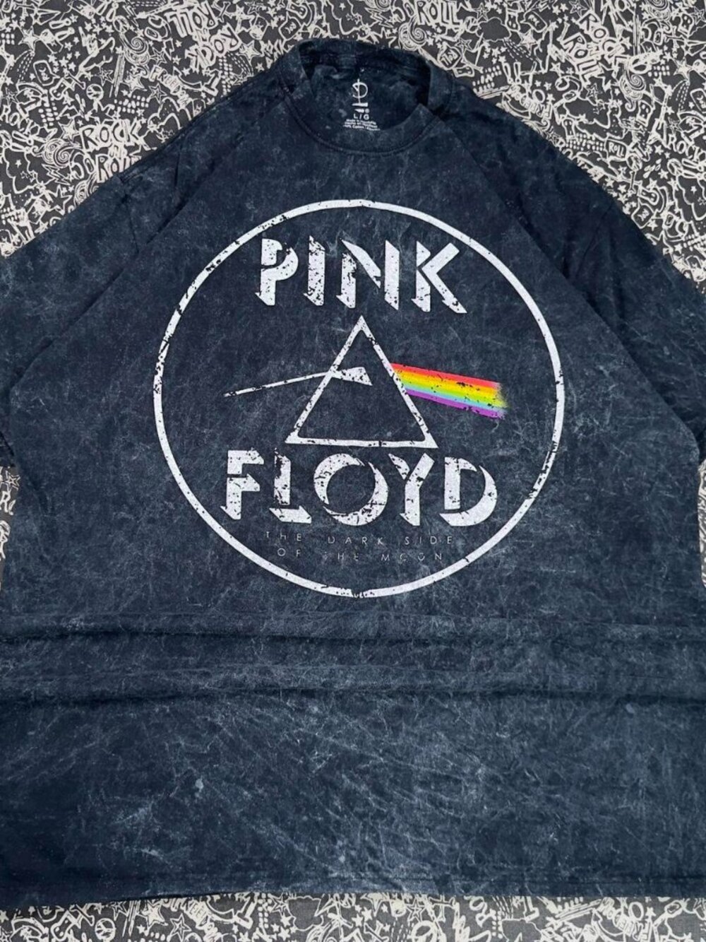 🌈Pink Floyd Dark Side of the Moon Double Sided Acid Wash Tee • L